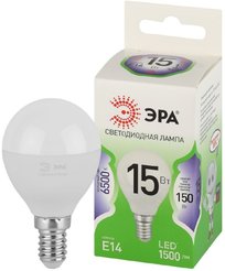 Лампочка светодиодная ЭРА GREEN LINE LED P45-15W-865-E14 GL E14 15 Вт шар холодный свет