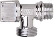 Кран латунный шаровый угловой 1/2"х3/4" хромированный с отражателем, наружная резьба (короткий)