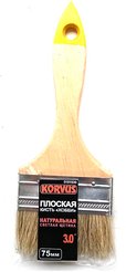 Кисть плоская 75мм натуральная щетина Korvus 0101930