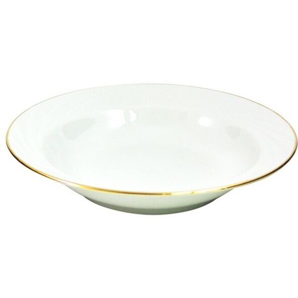 Тарелка круглая обеденная 22см Голубка белая, отводка золотом, фарфор 0С0868
