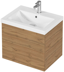 Тумба подвесная MIX 60см push дуб вотан с раковиной