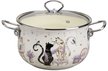 Кастрюля Agness Lavander Cats 3,8л эмаль, крышка стекло, индукция