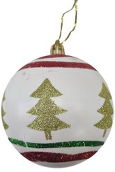 Украшение елочное Шар с декором 8см пластик 460143
