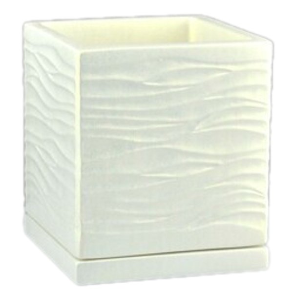 Горшок керамический Волна белый кубик 12х12 h13см 1,1л    