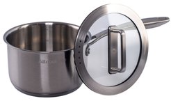 Ковш Attribute Argento 1,8л 16х9,5см нерж.сталь, крышка стекло, индукция