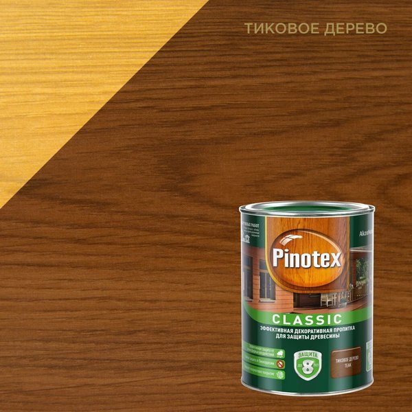 Покрытие защитное декоративное Pinotex Classic тик 1л