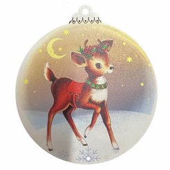 Украшение елочное Медальон олень разноцветный 3x100x100мм