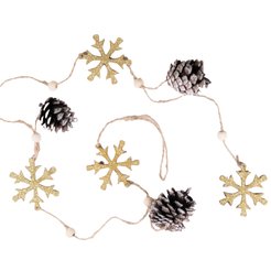 Украшение из дерева бусы Снежинки 120х5.5см SYMZPC-442170