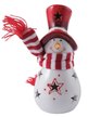 Фигурка керамическая Снеговик с полосатым шарфом 13см, красно-белый, LED-подсветка, SYTCC-3823281 Фигурка керамическая Снеговик с полосатым шарфом 13см, красно-белый, LED-подсветка, SYTCC-3823281