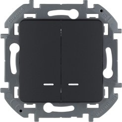 Выключатель 2-клавишный с подсветкой LEGRAND Inspiria 673633 антрацит