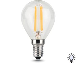 Лампа светодиодная Gauss Filament 9Вт Е14 шар 4100К свет нейтральный белый