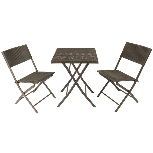 Набор садовой мебели (стол+2 стула), сталь/иск.ротанг, коричневый, F2021