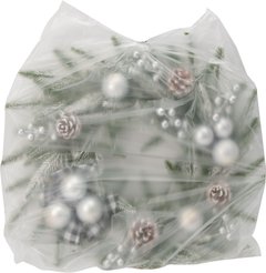 Венок новогодний 30см с серебрянными шарами и шишками ПЭ SYHH-0925321