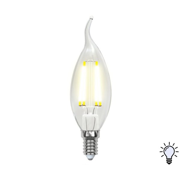 Лампа светодиодная Uniel 6Вт Е14 свеча на ветру 4000К свет нейтральный белый