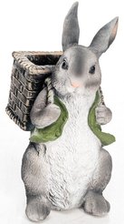 Фигура садовая Кашпо заяц с корзиной h32см U09092-Gray 