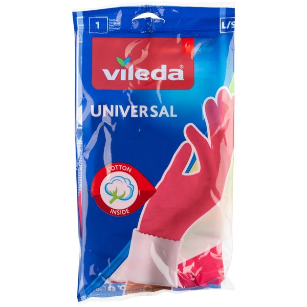 Перчатки латексные Vileda Universal L х/б напыление