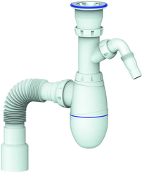 Сифон для кухни Unicorn с отводом,чашкой из нержавеющей стали и гофротрубой