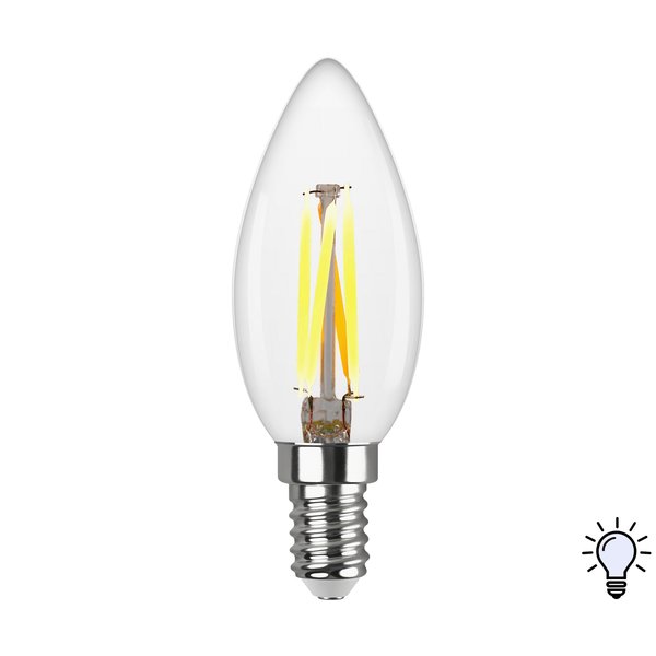 Лампа светодиодная REV Filament 5Вт Е14 свеча 4000К свет нейтральный белый