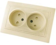 Розетка двойная встраиваемая TDM Таймыр без заземления с з/ш цвет слоновая кость