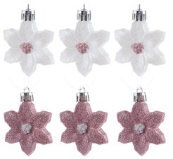 Набор украшений Цветочки 3шт 6см, белый+нежно-розовый, SYQB2-0123125