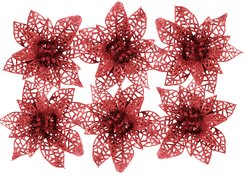 Украшение SY17GJ-057R цветок пуансетия 10см,красный (6шт)