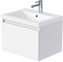 Тумба подвесная TWIN mini 70см белая аляска/белый глянец в комплекте с раковиной