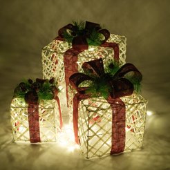 Набор фигур светодиодных Подарки 3шт 15х15х18см, 20х20х23см, 25х25х32см, 70LED, металл, SYTYB-1723110