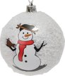 Шар с узором Снеговик 8см, заснеженный, серебро, SYQC2-0125126