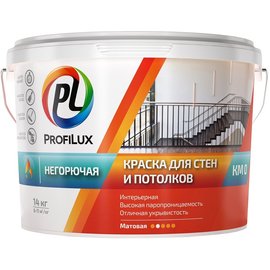 Краска для стен и потолков Profilux НЕГОРЮЧАЯ КМ0 (14кг) 407063 купить ...