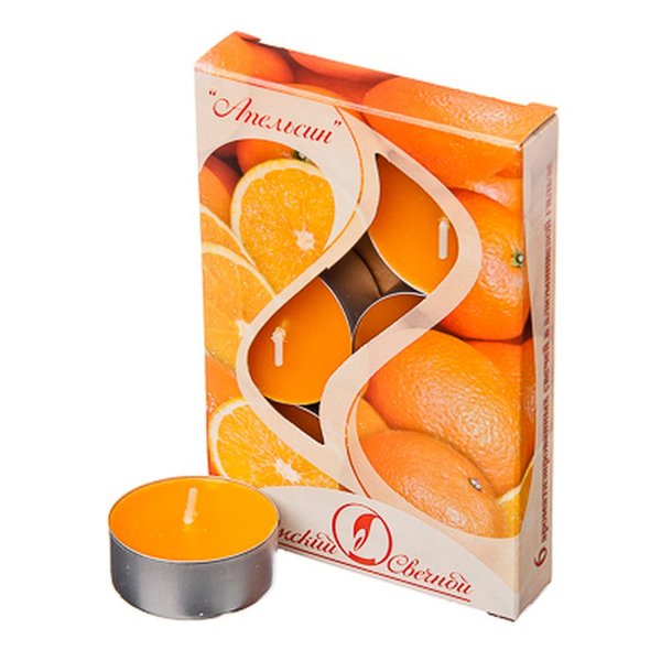 Набор чайных свечей ароматизированных Апельсин 6шт, 1244048