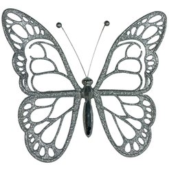 Украшение елочное Бабочка малый серебро 120х140х10мм