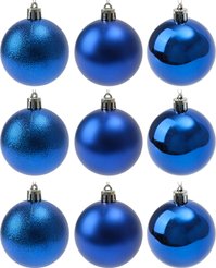 Набор шаров 9шт 6см синий, глянец/матовый/блестки, SYQA-0124259