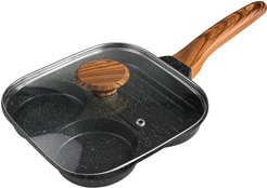 Сковорода Appetite Nordic Stone 18,5см антипригар., литой алюминий, крышка стекло, 3 отделения