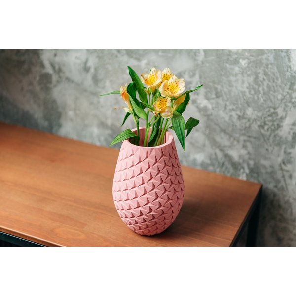 Ваза декоративная из гипса Оригами 17см для сухих растений розовая