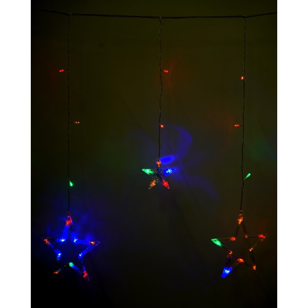 Электрогирлянда-занавес внутренняя Звезды 1,65х1м 120LED, разноцветный, концевой коннектор DStarICI-120