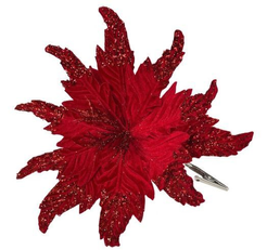 Украшение елочное Magic Time Цветок с серебристыми блестками на клипсе из черного металла 20,5x33x33см арт.888