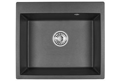 Мойка для кухни врезная Granula 6001 60х52см глубина чаши 20см, кварц, черный