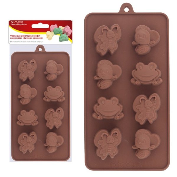 Форма для шоколадных конфет Мультидом Дружная компания 23-10,8х2,5см силикон