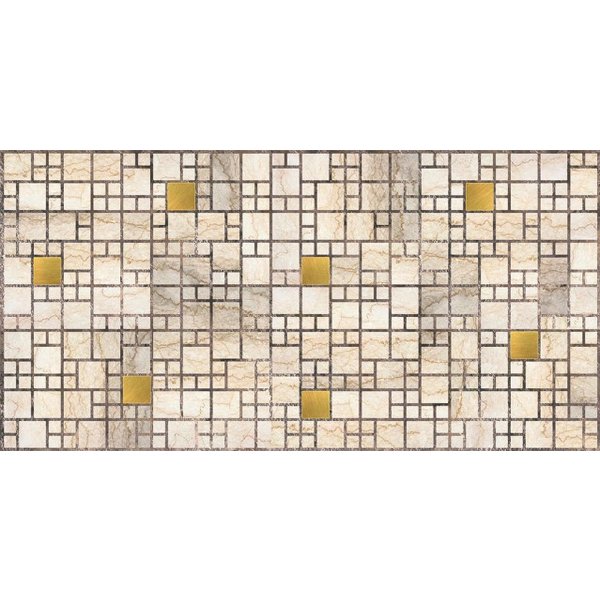 Панель ПВХ декоративная 480х955мм Мозаика Мрамор с золотом