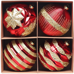 Набор шаров 4шт 15см, красный, ручная роспись, SYQB-0125196