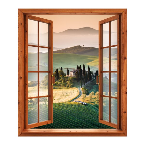 Фотообои Окно в Тоскане 119х140см бумажные