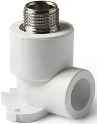 Угольник полипропиленовый комбинированный Pro Aqua d20x1/2" наружная резьба, с креплением