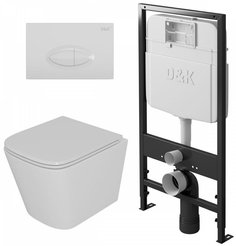 Комплект системы инсталляции D&K DI8055119 с унитазом безободковым D&K Berlin, микролифт+панель смыва D&K Rhei
