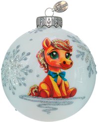 Шар с узором Пони-мальчик 8см, белый, подарочная упаковка, КУ-80-254022