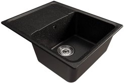 Мойка для кухни врезная Mixline ML-GM26 58х47см глубина чаши 19см, мрамор, черный, с сифоном