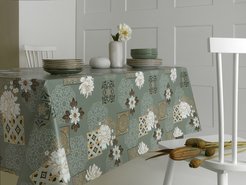 Клеенка Camelia Белый пион 140см зеленый, ПВХ