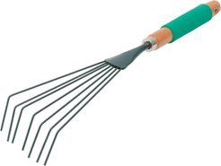 Грабельки веерные садовые 35,5x6,7см стальные с деревянной прорезиненной ручкой