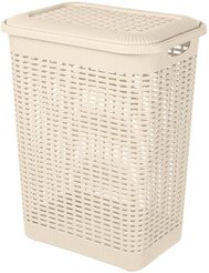 Корзина д/белья 50л 42х31х56см с крышкой, беж./серый, пластик