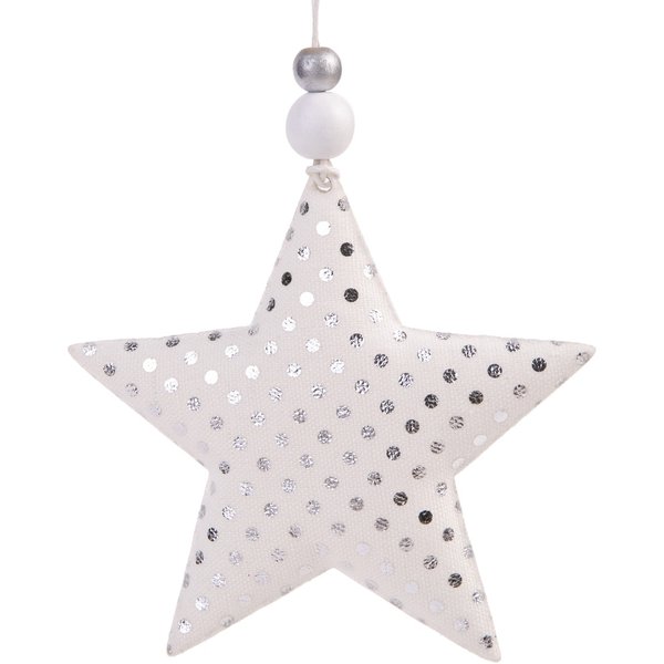Украшение подвесное новогоднее Звезда с серебряными кружочками 10,5x1,5x10,5см,81481