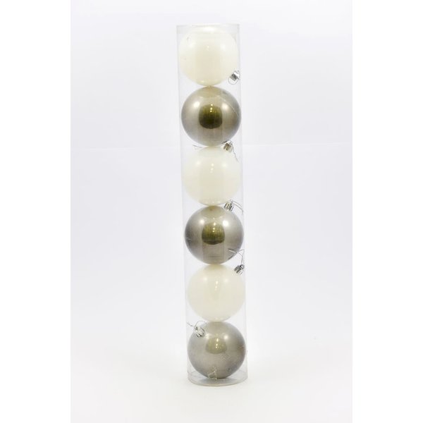 Набор из 6 шаров 80мм серебро SY-1435-8